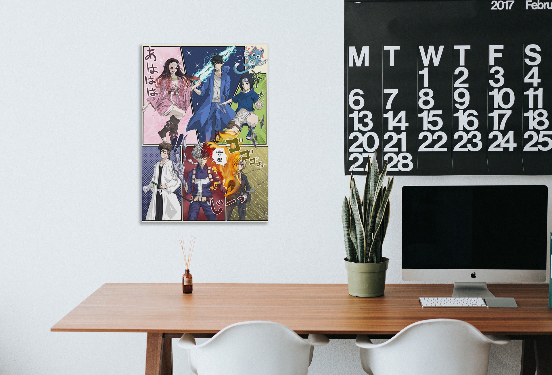 poster perete gesstema anime demon slayer myheroacademia naruto