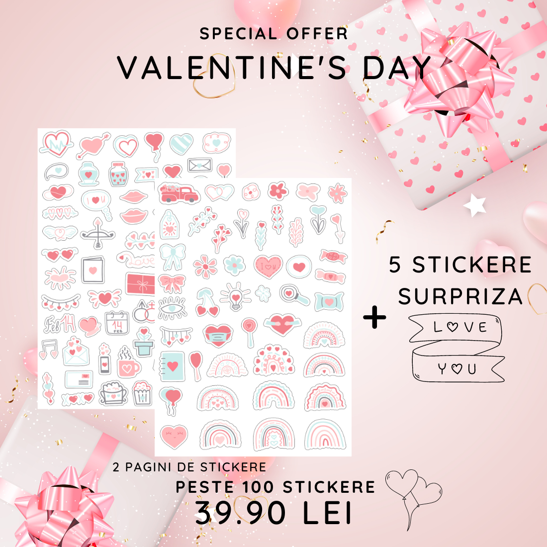 Setul Valentine's Day | Set cu peste 100 Stickere Valentine's Day