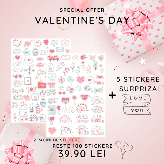 Setul Valentine's Day | Set cu peste 100 Stickere Valentine's Day