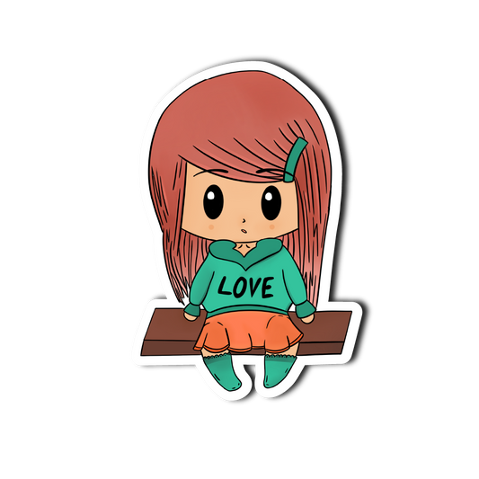 Sticker Chibi Girl Love dedicat pentru iubitori de anime-uri.