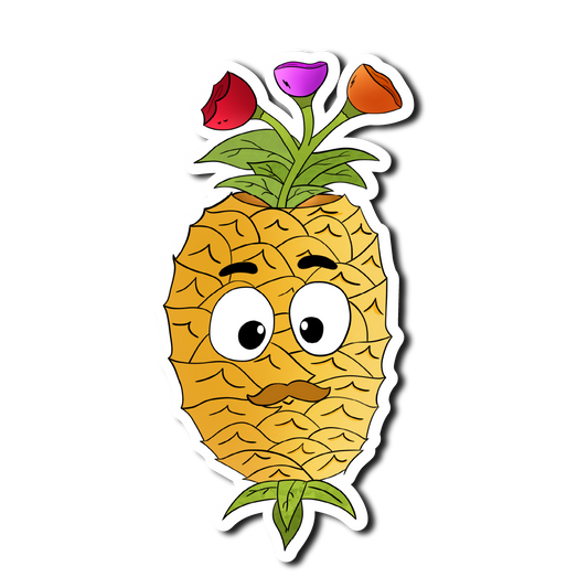 Sticker Decorativ Ananasul Mustăcios | Sticker Funny | Sticker Printat | Sticker Colorat