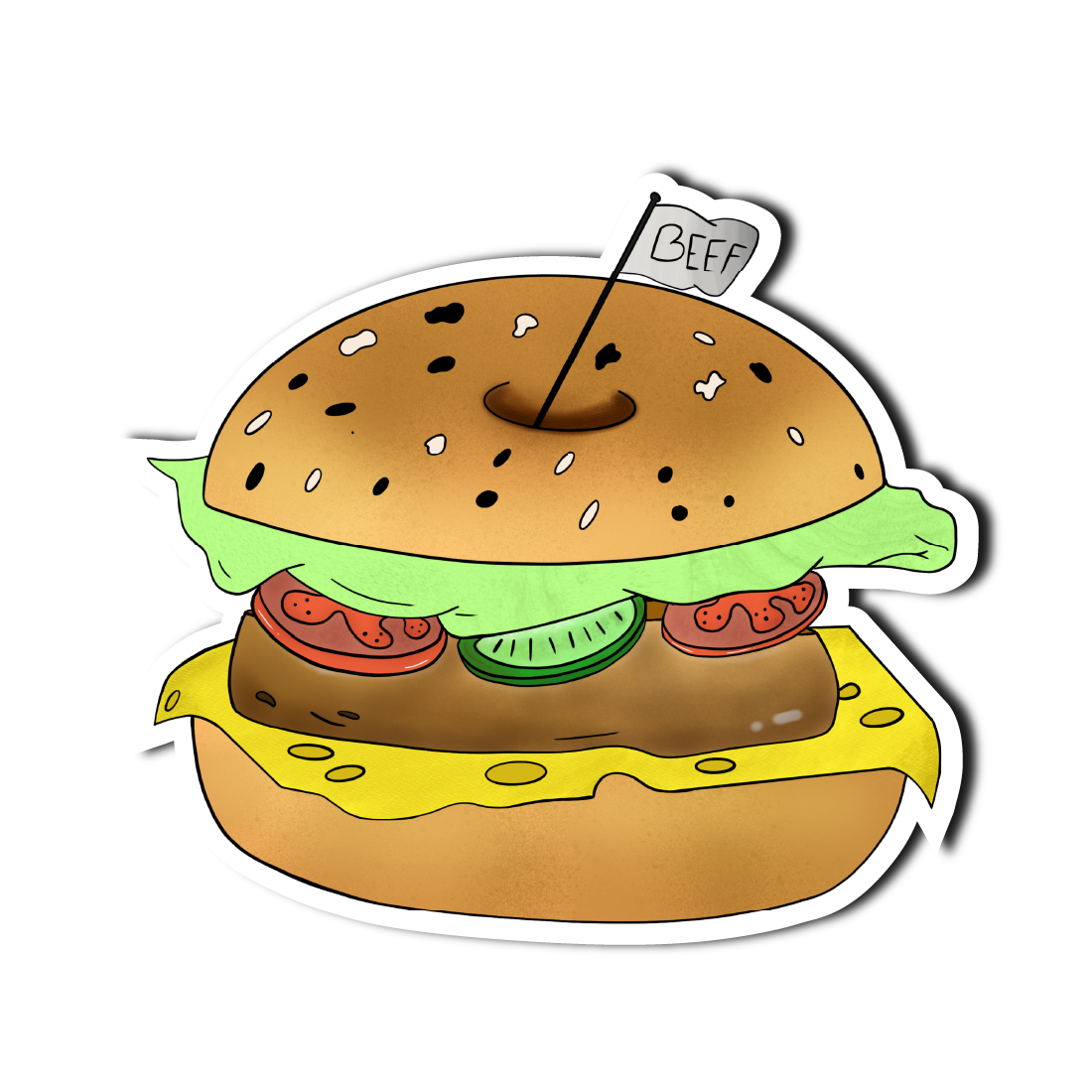 Sticker Decorativ Hamburger | Sticker Printat | Sticker Colorat | Sticker Fast-Food